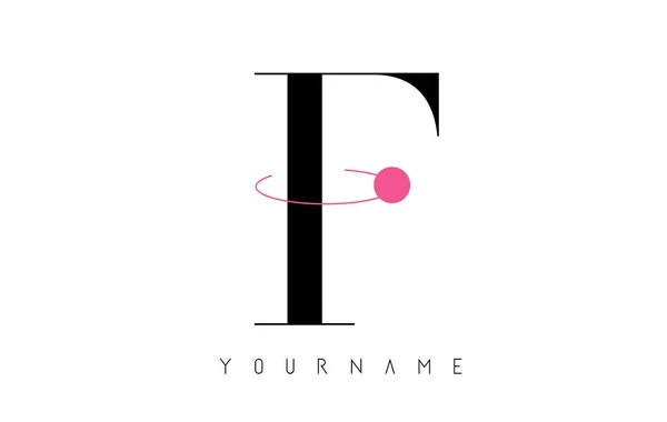 F Letter Logo Design with a Round Pink Eclipse. — стоковий вектор