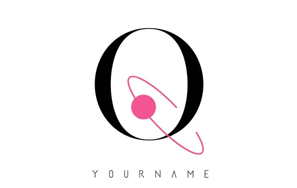 Дизайн буквы Q с круглым розовым затмением . — стоковый вектор