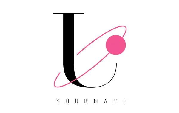 U Buchstabe Logo-Design mit einem runden rosa Eclipse. — Stockvektor