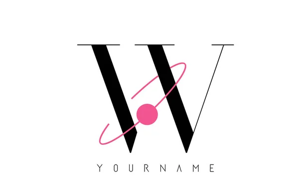 W Carta Logo Diseño con un eclipse redondo de color rosa . — Archivo Imágenes Vectoriales