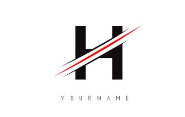 H Harfi Logosu Yaratıcı Kırmızı Kesikli Tasarım.