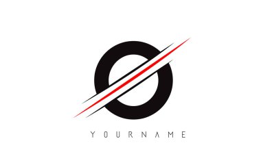 O Harf Logosu Yaratıcı Kırmızı Kesikli Tasarım.
