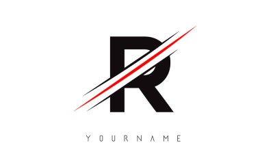 R Harfi Logo Tasarımı ve Yaratıcı Kırmızı Kesim.