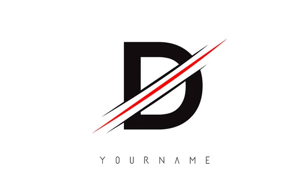 D Lettera Logo Design con Creative Red Cut . — Vettoriale Stock