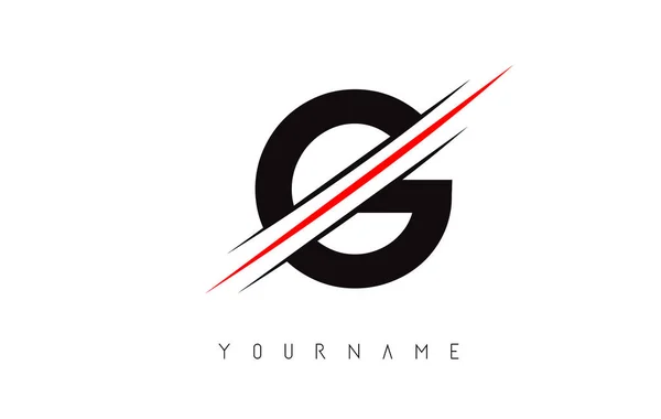 Diseño de logotipo de letra G con corte rojo creativo . — Vector de stock