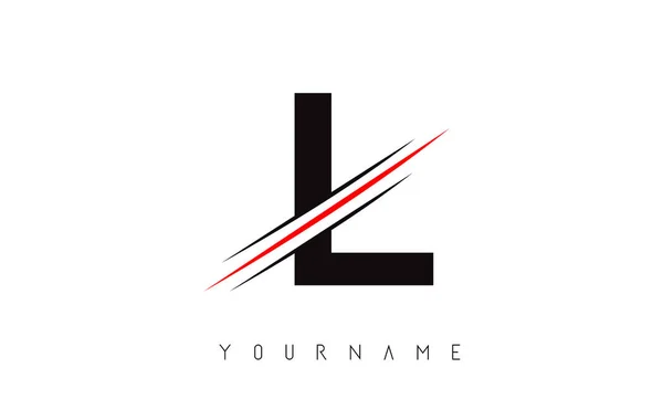 Diseño del logotipo de la letra L con corte rojo creativo . — Vector de stock