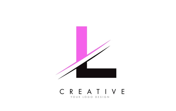 Дизайн логотипа L с креативным вырезом и розовым цветом . — стоковый вектор