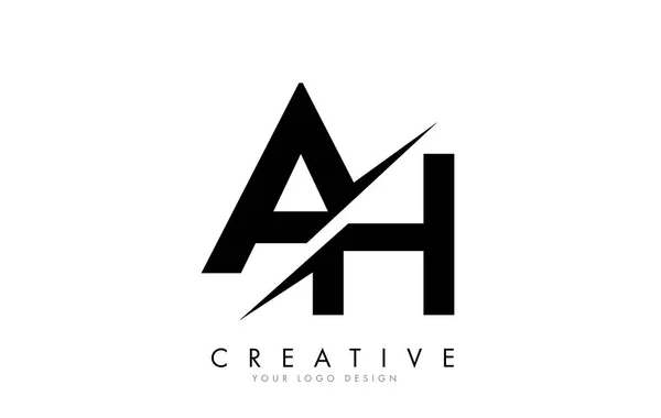 AH A H Letter Logo Design with a Creative Cut. — Stock Vector