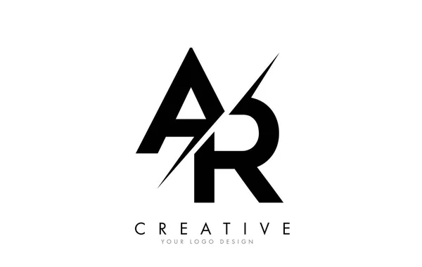 AR A R Letter Design with a Creative Cut . — стоковый вектор