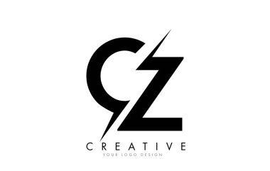 CZ C Z Letter Logo Design with a Creative Cut.