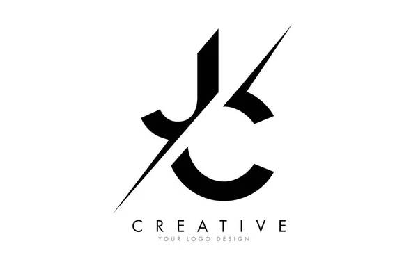 Jc j c Buchstabe Logo Design mit einem kreativen Schnitt. — Stockvektor