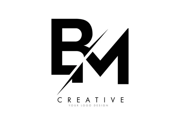 BM B M Carta Logo Design com um corte criativo . —  Vetores de Stock