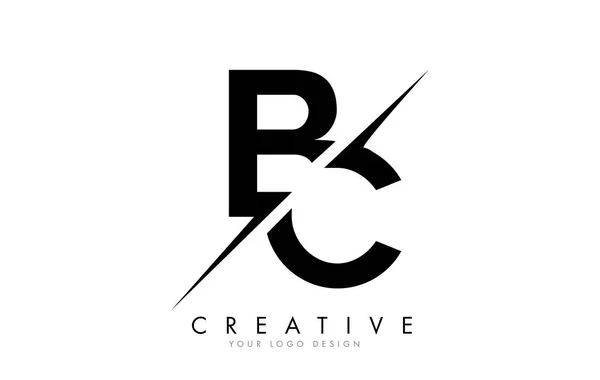 BC B C Letter Logo Design with a Creative Cut. — Stock Vector