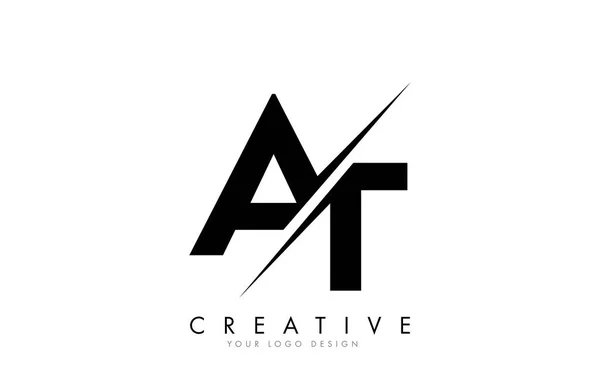 AT A T Lettre Logo Design avec une coupe créative . — Image vectorielle
