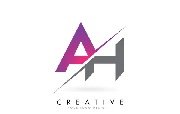 AH A H Letter Logo with Colorblock Design and Creative Cut. — Stock Vector
