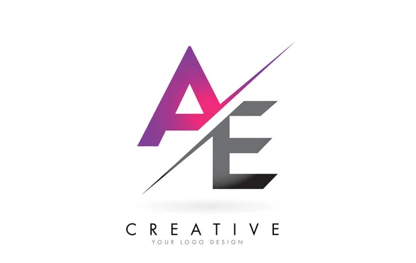 Logo AE A E Letter avec design Colorblock et coupe créative . — Image vectorielle