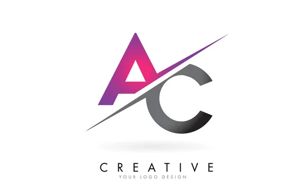 AC A C Lettre Logo Design avec une coupe créative . — Image vectorielle
