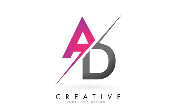 Logo AD A D Letter avec design Colorblock et coupe créative . — Image vectorielle