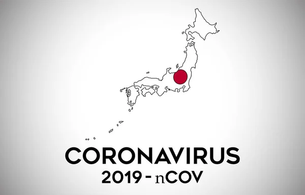 Coronavirus in Japan and Country flag inside Country border Map — Stockový vektor