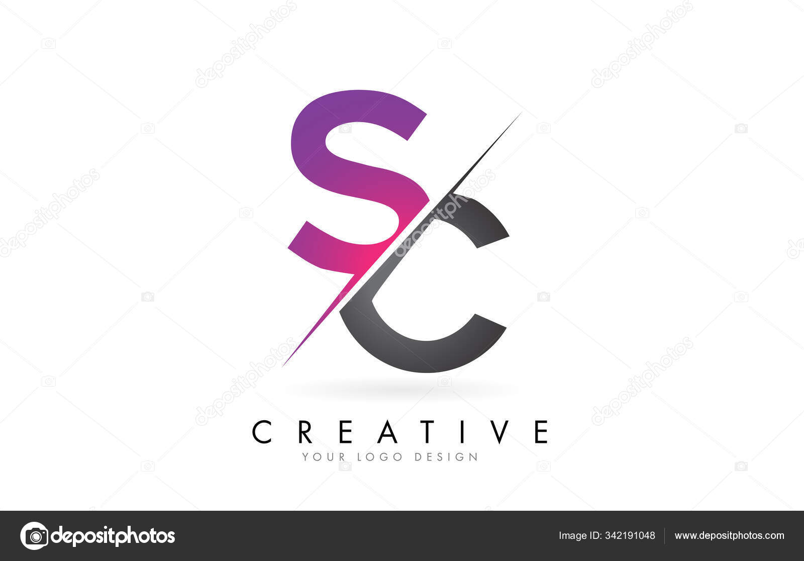 Sc S C Letter Logo With Color Block Design And Creative Cut Stock Vector C Ankreative 342191048
