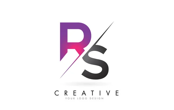 Logo RS R S Letter con diseño de bloques de colores y corte creativo . — Vector de stock