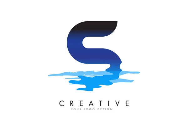 S Carta Logo Design com efeito de água e Deep Blue Gradient Ve — Vetor de Stock