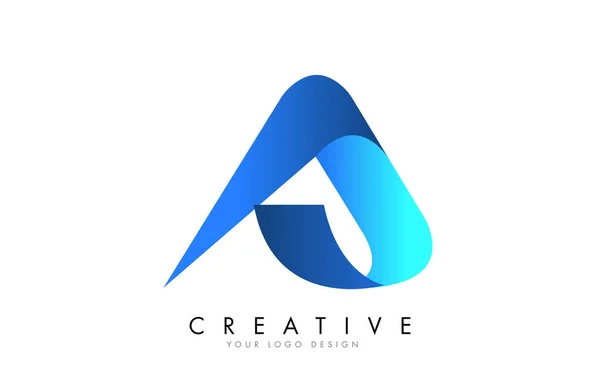 Projekt logo litery z efektem 3d i wstążki i niebieskim gradientem — Wektor stockowy