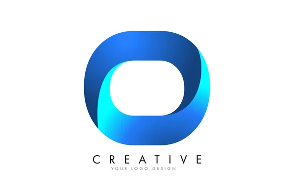 Дизайн логотипа O с эффектом 3D и ленты и синим градиентом — стоковый вектор