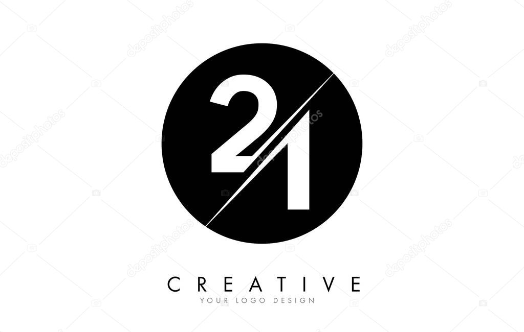 21 2 1 Number Logo Design with a Creative Cut and Black Circle B