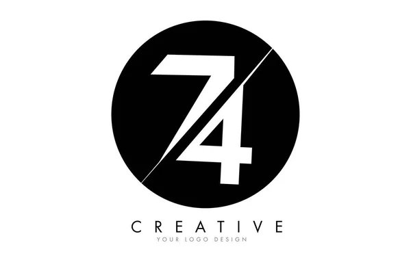 Nummer Logo Design Met Een Creative Cut Black Circle Achtergrond — Stockvector