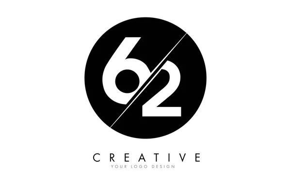 Numero Logo Design Con Taglio Creativo Sfondo Cerchio Nero Design — Vettoriale Stock