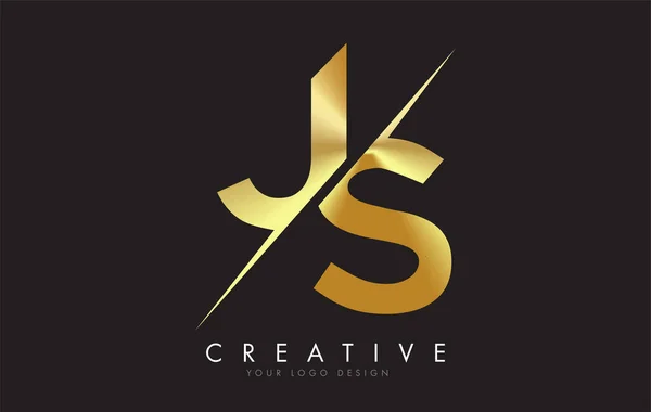 Js J 'in Yaratıcı Kesimli Altın Harf Logosu Tasarımı. Siyah Arkaplan ile yaratıcı logo tasarımı.