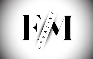 EM E M Harf Logosu Yaratıcı Gölge Kesimi ve Katmanlı Metin Vektörü İllüstrasyon Tasarımı.