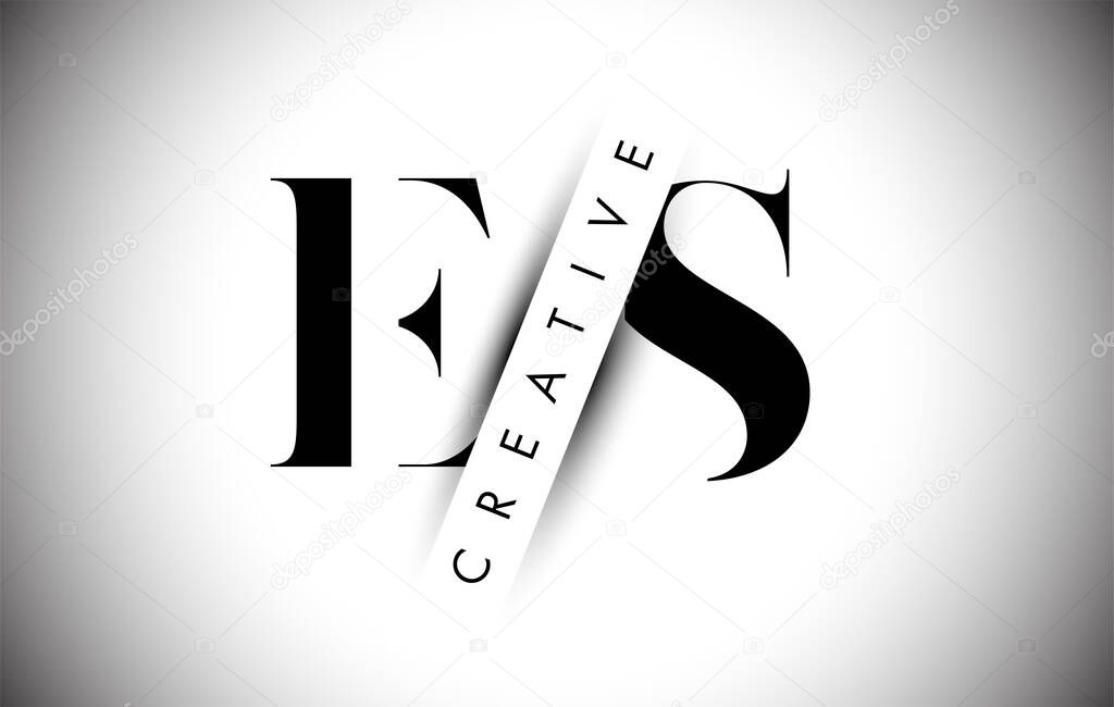 ES E S Letter Logo with Creative Shadow Cut and Overlayered Text Vector Illustration Design.