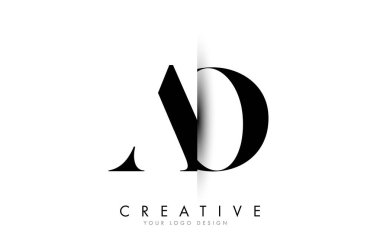 Yaratıcı Dikey Gölge Kesme Vektörü Resmetme Tasarımı ile Ao A O Harfi logosu.