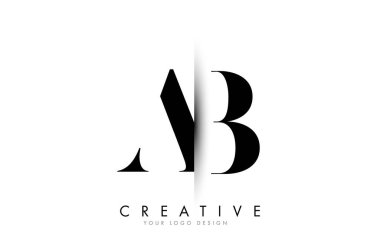 Ab A B Harf Logosu Tasarımı Yaratıcı Gölge Kesme Vektörü Çizimi Tasarımı.