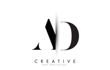 Ad A D Harf Logosu Tasarımı Yaratıcı Dikey Gölge Kesme Vektör Çizimi Tasarımı.