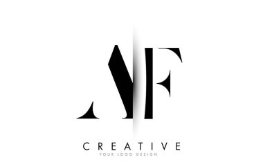 Yaratıcı Dikey Gölge Kesme Vektörü Resmetme Tasarımı ile Af A F Harfi Logosu.