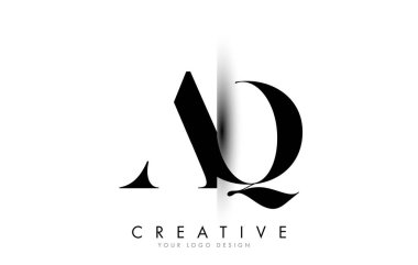 Yaratıcı Dikey Gölge Kesme Vektörü Resmetme Tasarımı ile Aq A Q Harfi Logosu.