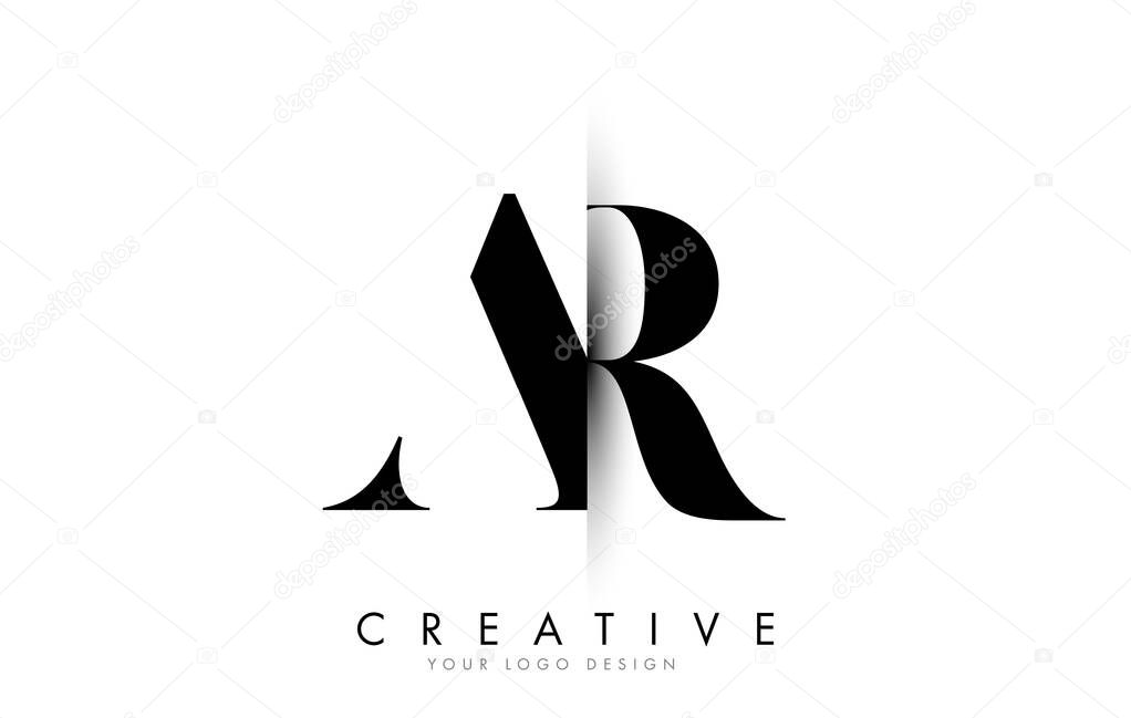 AR A R Letter Logo with Creative Vertical Shadow Cut Vector Illustration Design.