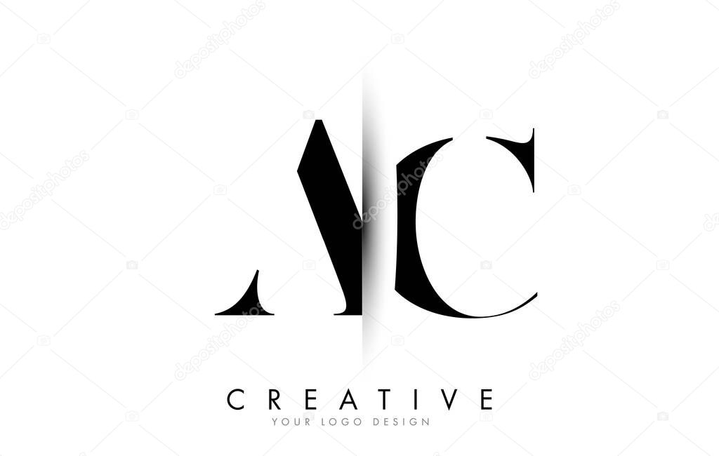 AC A C Letter Logo Design with Creative Vetical Shadow Cut Vector Illustration Design.