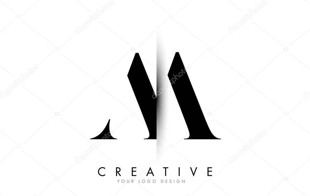 AA A Letter Logo with Creative Vertical Shadow Cut Vector Illustration Design.
