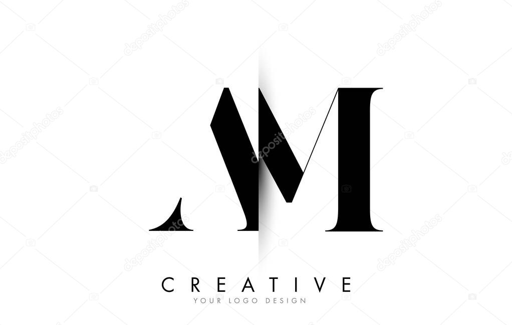 AM A M Letter Logo with Creative Vertical Shadow Cut Vector Illustration Design.