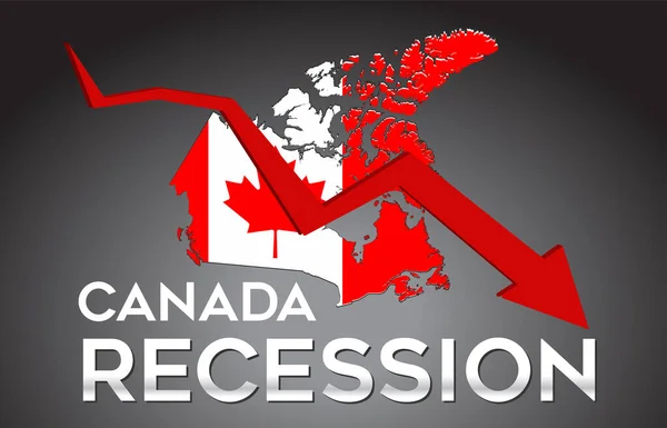 Mapa Kanady Recese Hospodářská Krize Creative Concept Economic Crash Arrow — Stockový vektor