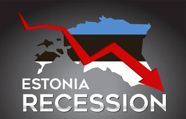Mapa Estonia Recesión Crisis Económica Concepto Creativo Con Colapso Económico — Vector de stock