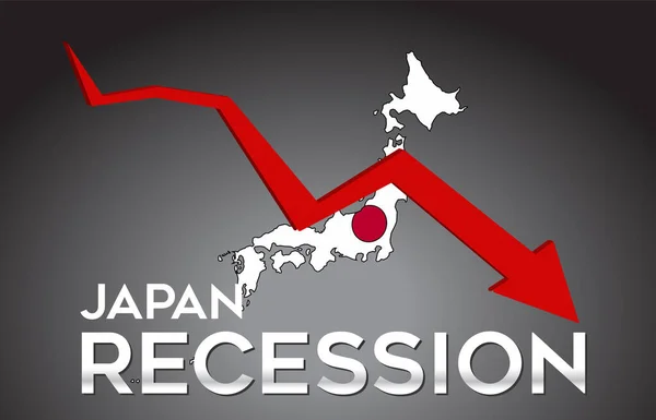 Japán Térképe Recesszió Gazdasági Válság Kreatív Koncepció Gazdasági Összeomlás Nyíl — Stock Vector