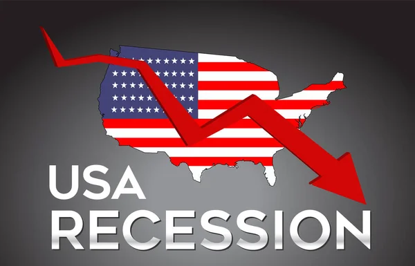 Map Usa Recession Economic Crisis Creative Concept Economic Crash Arrow — Stock Vector