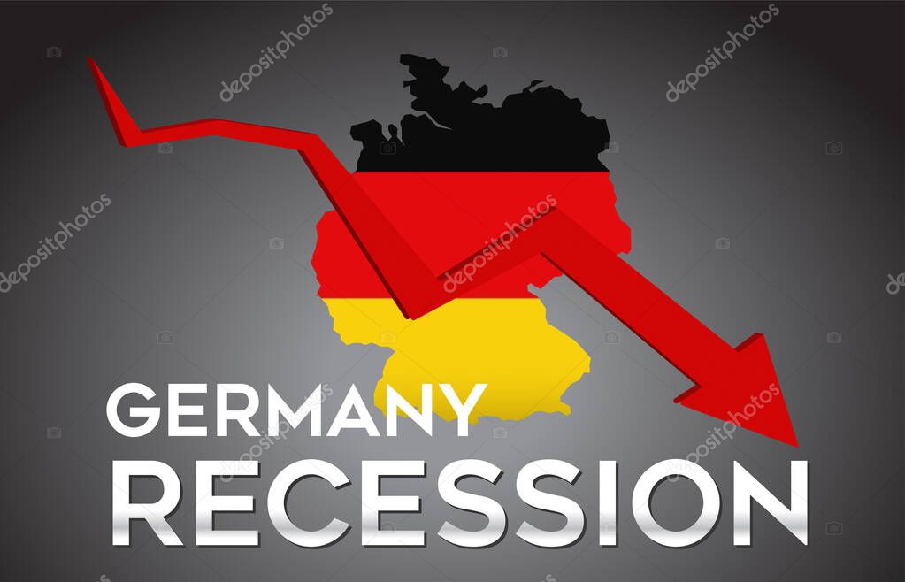 Mapa de Alemania Recesión Crisis económica Concepto creativo con choque