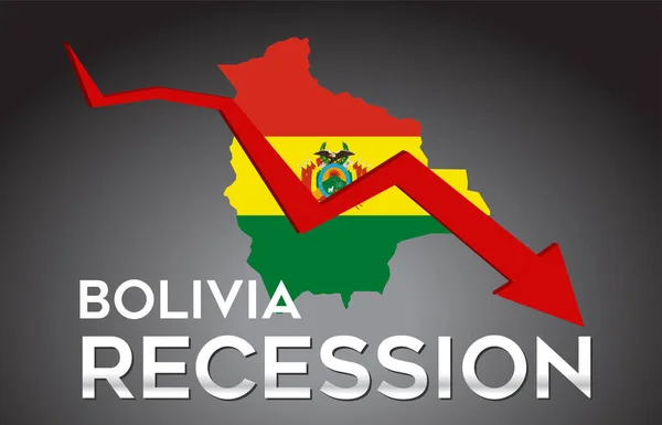 Mapa Bolivia Recesión Crisis Económica Concepto Creativo Con Colapso Económico — Vector de stock