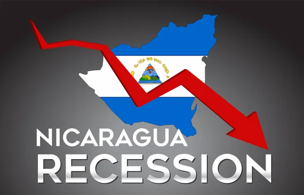Mapa Nicaragua Recesión Crisis Económica Concepto Creativo Con Colapso Económico — Vector de stock